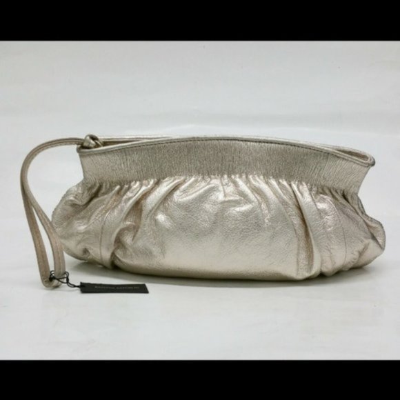 SOLD Banana Republic Gold Metallic Leather Clutch - Picture 1 of 8